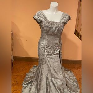 Long Rina di Montella Evening Gown With Swarovski stones